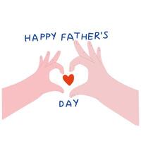 Happy Father's Day. Cartoon father's day calligraphy greeting cards. Hand of father and child, the love of a child for a father. Gesture of love with hands vector