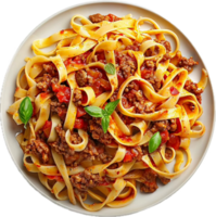 plato de tagliatelle con boloñesa salsa. png