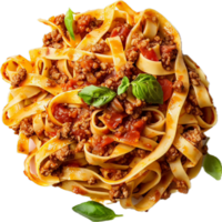 Teller von Tagliatelle mit Bolognese Soße. png