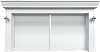 Modern White Garage Door with Lights. png