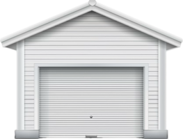 Modern White Garage Door with Lights. png