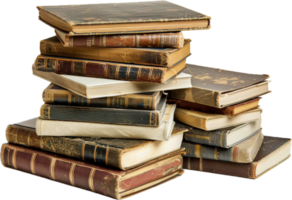 Stack of Old Vintage Books. png