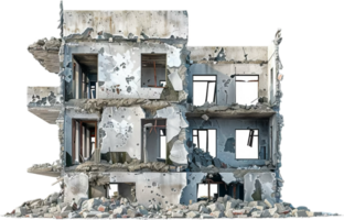 Abandoned Crumbling Building Exterior. png