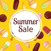 Summer sale, discount, offer poster, banner with ice cream. vector