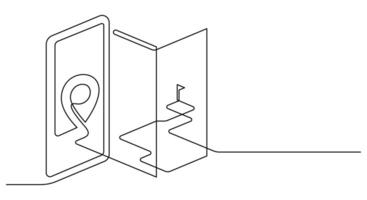 location tracking delivery on smart phone one line vector