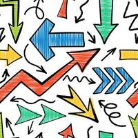 Multi colored seamless pattern with various chalk arrow vector