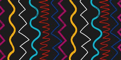 Brush strokes seamless pattern with vertical zigzag stripes print. Repeated zigzag lines background. Ink or charcoal print for textile, fabric, wallpaper, wrapping, scrapbook and packaging vector