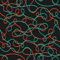 Curve line doodle seamless pattern. Abstract color squiggly modern background with continuous lines. Ink or charcoal print for textile, fabric, wallpaper, wrapping, scrapbook and packaging vector