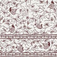 floral and bird batik pattern vector