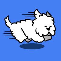 fluffy cute dog running with energetic sprint doodle illustration vector