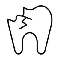 Broken tooth Line Icon Design vector