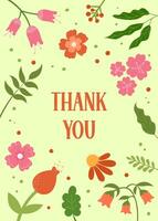 gracias usted tarjeta. floral diseño. linda flores y texto gracias tú. saludo tarjeta con resumen florecer antecedentes. ilustración vector