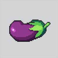 Pixel art illustration Eggplant. Pixelated Eggplant. Grocery Eggplant pixelated for the pixel art game and icon for website and game. old school retro. vector