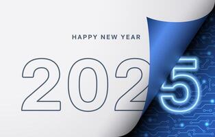 2025 Happy New Year. The concept for the development of artificial intelligence technologies in the new year. vector