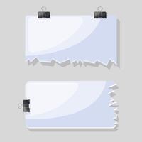 torn note paper with a paperclip vector