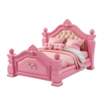 a pink bed with a pink headboard AI-Generated png