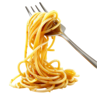 espaguetis con tenedor en transparente antecedentes generado por ai png