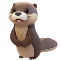 an otter cartoon character on a transparent background AI-Generated png