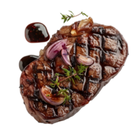 grelhado bife com vermelho vinho molho e ervas gerado por IA png