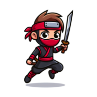 rolig ninja karaktär söt tecknad serie krigare png