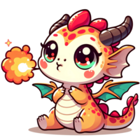 Cute Orange Dragon Breathing Fire png