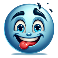 carino e allegro blu emoji con lingua su png