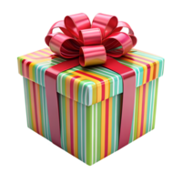 Colorful Gift Box With Red Bow png