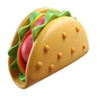 aislado 3d taco icono con verde ensalada en transparente antecedentes png