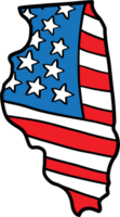 griffonnage à main levée dessin de Illinois Etat carte sur Etats-Unis drapeau. png
