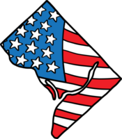 scarabocchio a mano libera disegno di Washington dc stato carta geografica su Stati Uniti d'America bandiera. png