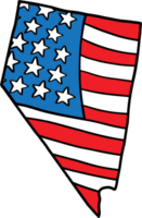 griffonnage à main levée dessin de Nevada Etat carte sur Etats-Unis drapeau. png