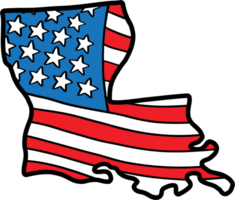 outline drawing of louisiana state map on usa flag. png