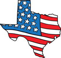 doodle freehand drawing of texas state map on usa flag. png