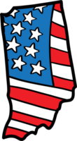 griffonnage à main levée dessin de Indiana Etat carte sur Etats-Unis drapeau. png