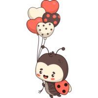 Ladybug with balloons png