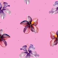 Watercolor tropical background. Summer seamless pattern of orchid. Floral pattern vector