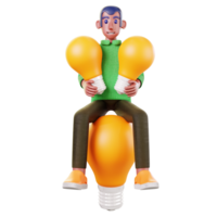 a student with a green shirt on a yellow light bulb png