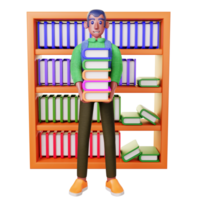 person in library illustration png