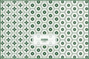 Bgreen hexagon pattern with simple flower ornament inside vector