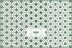 Bgreen hexagon pattern with simple flower ornament inside vector