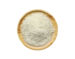 Top view, rice grains on a wooden plate. on transparent background png