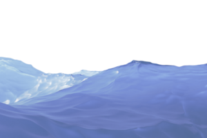 Turbulent Blue Shallow Waters isolated on a transparent background. Close up of fierce blue waves in a shallow sea, partially lit by the sun. No foaming. No bubbles. Two visible water peaks. png