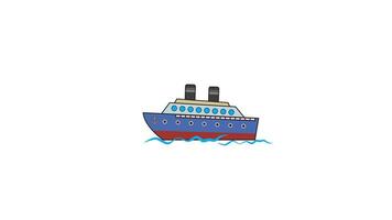 icon ship carrtoon , Nautical Voyage - Illustration of a Classic Ocean Liner suitable for coloring book or logo icon vector