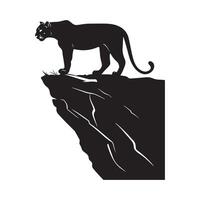 Jaguar standing on cliff black silhouette design image isolated on white background vector