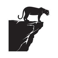 Jaguar standing on cliff black silhouette design image isolated on white background vector