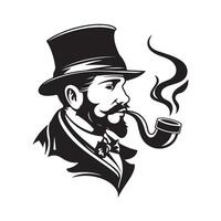 Man Smoking A Pipe Image Logo Design Isolated on white vector