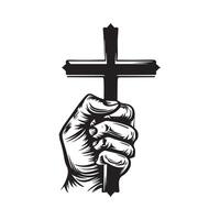Christian cross with hand Image isolated on white background vector