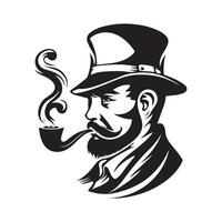 Man Smoking A Pipe Image Logo Design Isolated on white vector