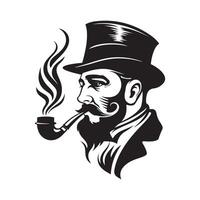 Man Smoking A Pipe Image Logo Design Isolated on white vector