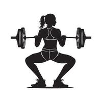 Woman Making Squats With Barbell image isolated on white background vector